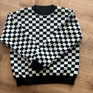 Checkered Black and White Girl’s Sweater